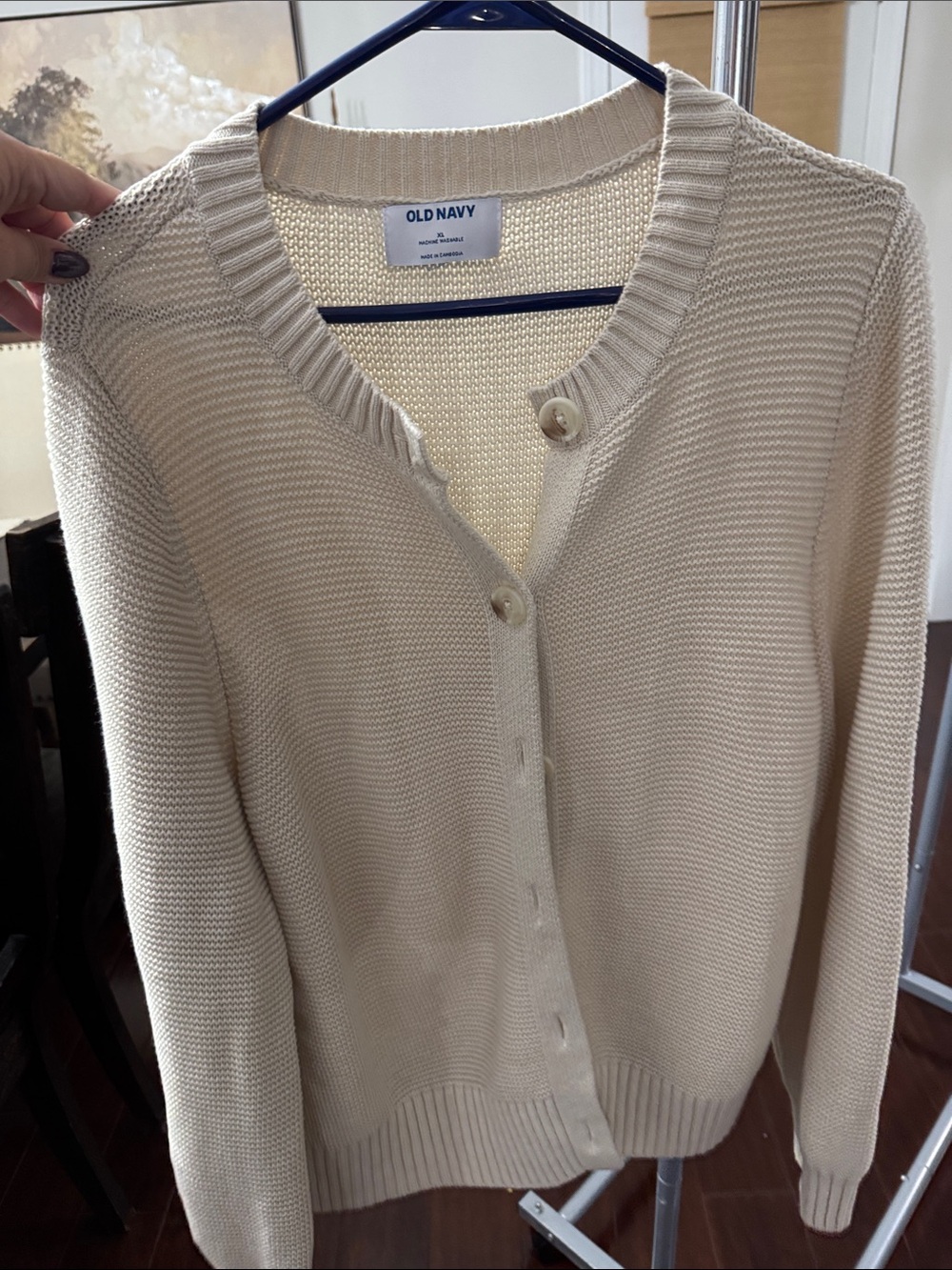 Old Navy Cream Button-Front Knit Cardigan
